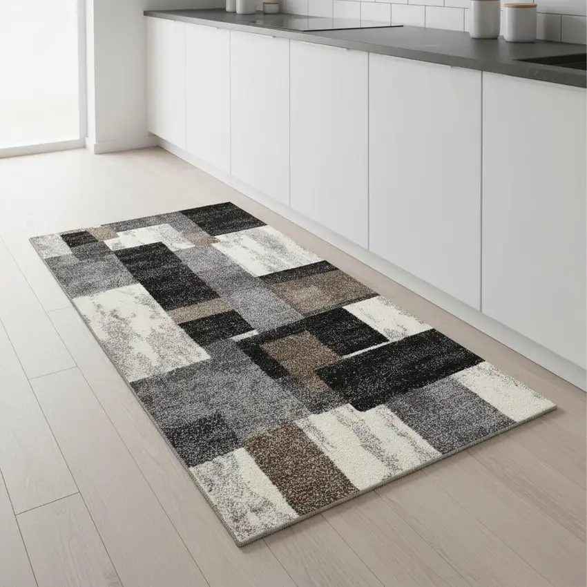 2' X 8' Brown Geometric Power Loom Stain Resistant Area Rug Photo 1