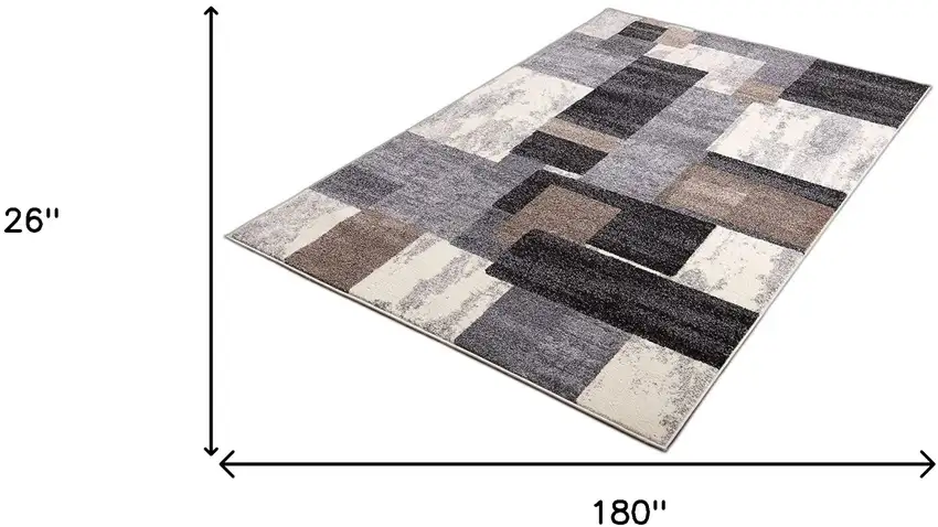 Brown Geometric Power Loom Stain Resistant Area Rug Photo 9