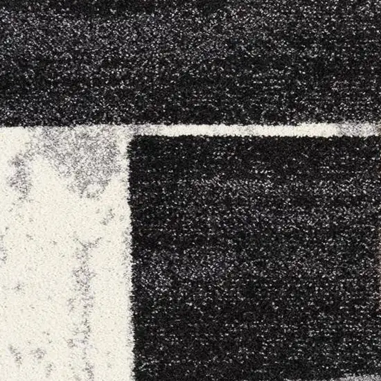 15' Brown And Ivory Geometric Shag Runner Rug Photo 4