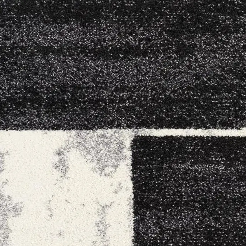 20' Brown And Ivory Geometric Shag Runner Rug Photo 4