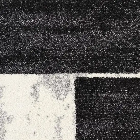 20' Brown And Ivory Geometric Shag Runner Rug Photo 4