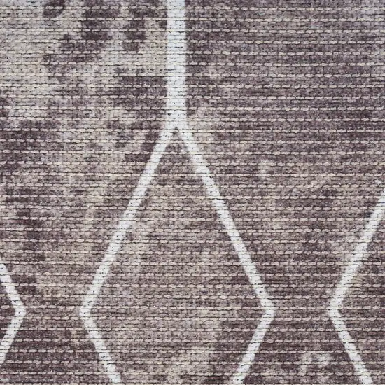 Brown Geometric Power Loom Washable Runner Rug Photo 3