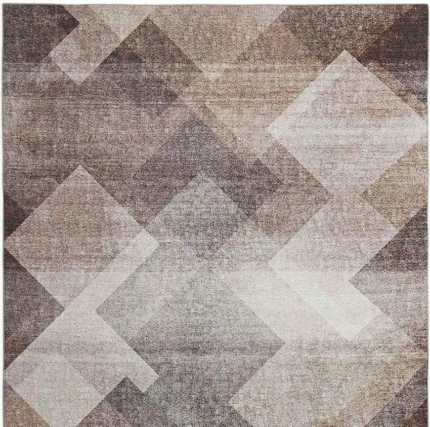 Brown Geometric Stain Resistant Area Rug Photo 4