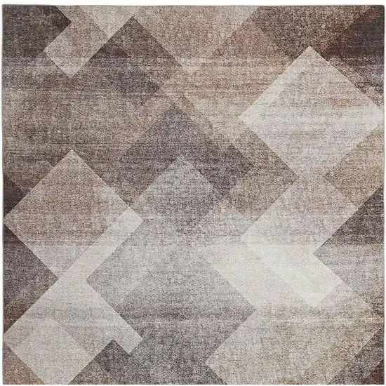 Brown Geometric Stain Resistant Area Rug Photo 4