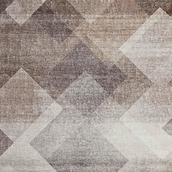 Brown Geometric Stain Resistant Area Rug Photo 3