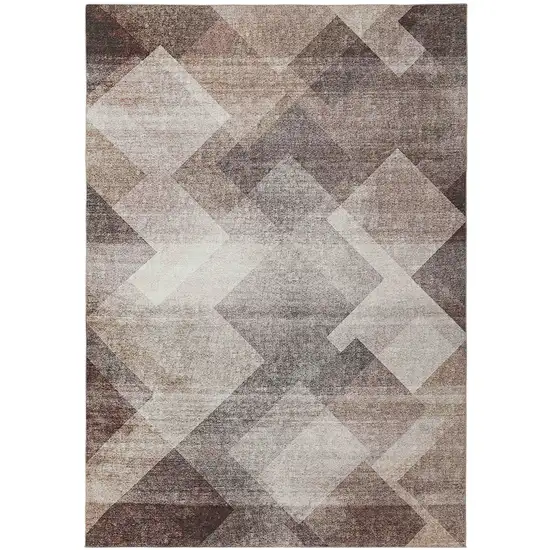 Brown Geometric Stain Resistant Area Rug Photo 4
