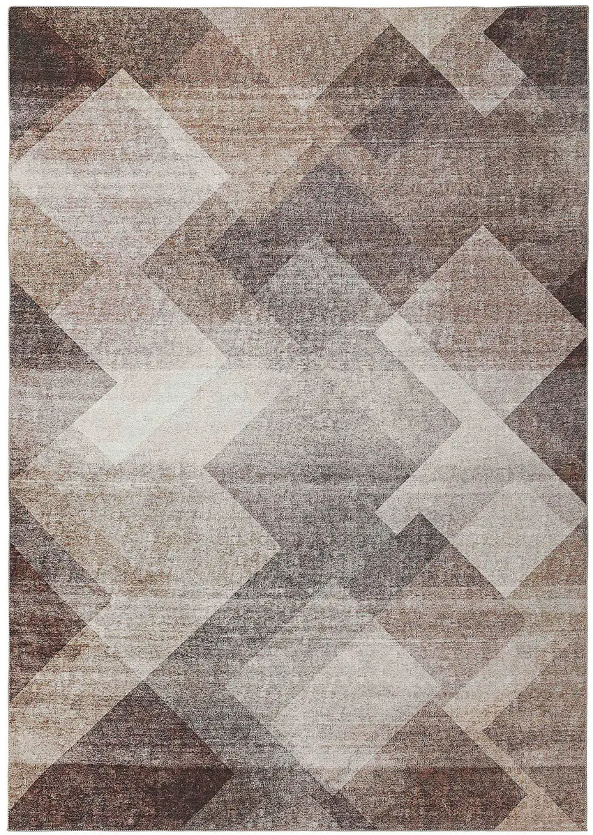 Brown Geometric Stain Resistant Area Rug Photo 4