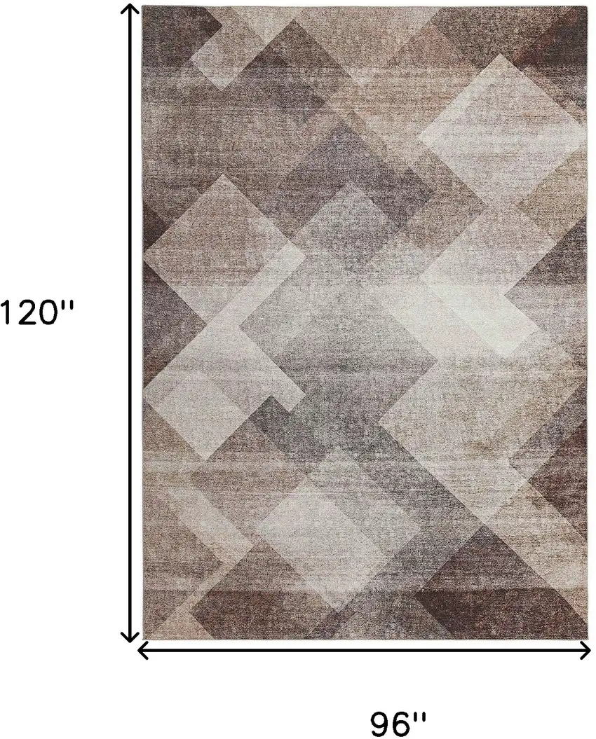 Brown Geometric Stain Resistant Area Rug Photo 9