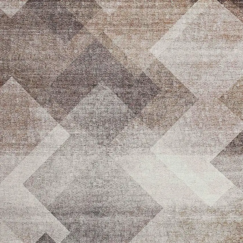 Brown Geometric Stain Resistant Area Rug Photo 3