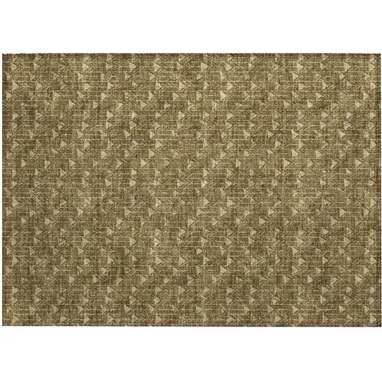 Brown Geometric Washable Non Skid Indoor Outdoor Area Rug Photo 2