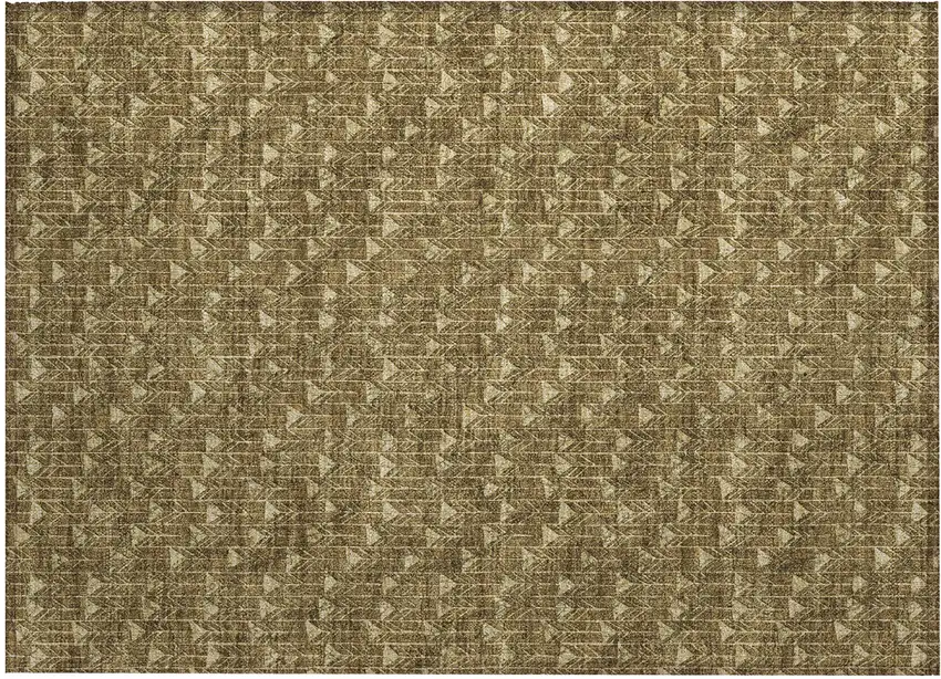 Brown Geometric Washable Non Skid Indoor Outdoor Area Rug Photo 2