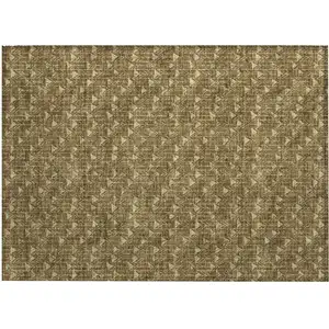 Photo of Brown Geometric Washable Non Skid Indoor Outdoor Area Rug