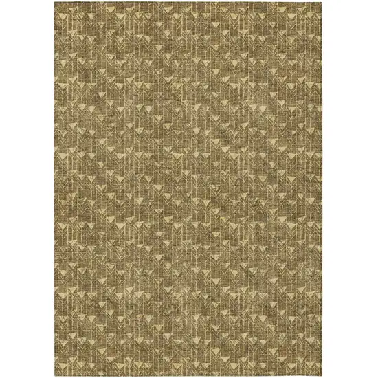 Brown Geometric Washable Non Skid Indoor Outdoor Area Rug Photo 2