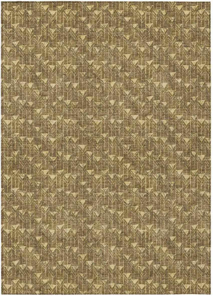 Brown Geometric Washable Non Skid Indoor Outdoor Area Rug Photo 2