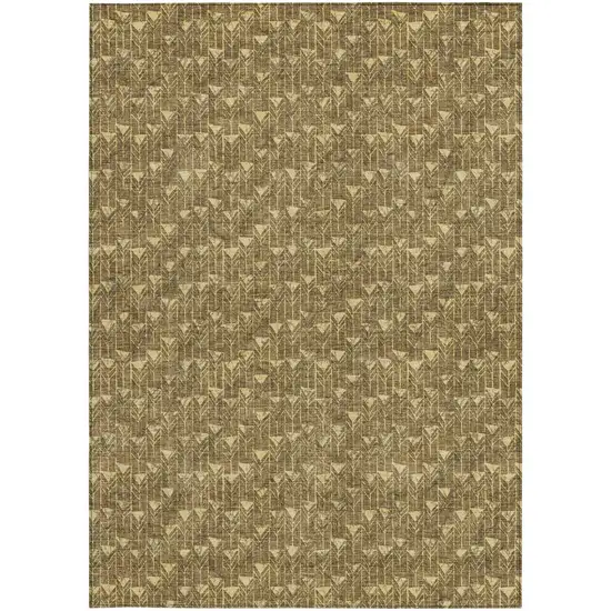 Brown Geometric Washable Non Skid Indoor Outdoor Area Rug Photo 5
