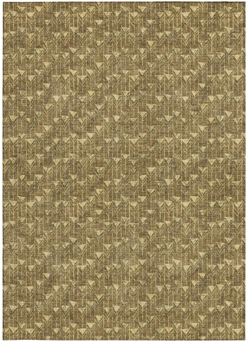 Brown Geometric Washable Non Skid Indoor Outdoor Area Rug Photo 5