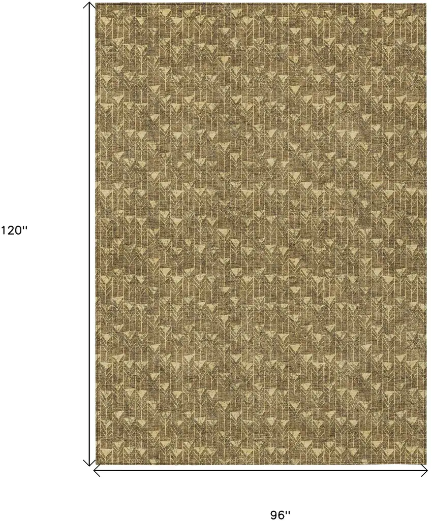 Brown Geometric Washable Non Skid Indoor Outdoor Area Rug Photo 3
