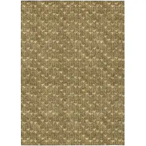 Photo of Brown Geometric Washable Non Skid Indoor Outdoor Area Rug