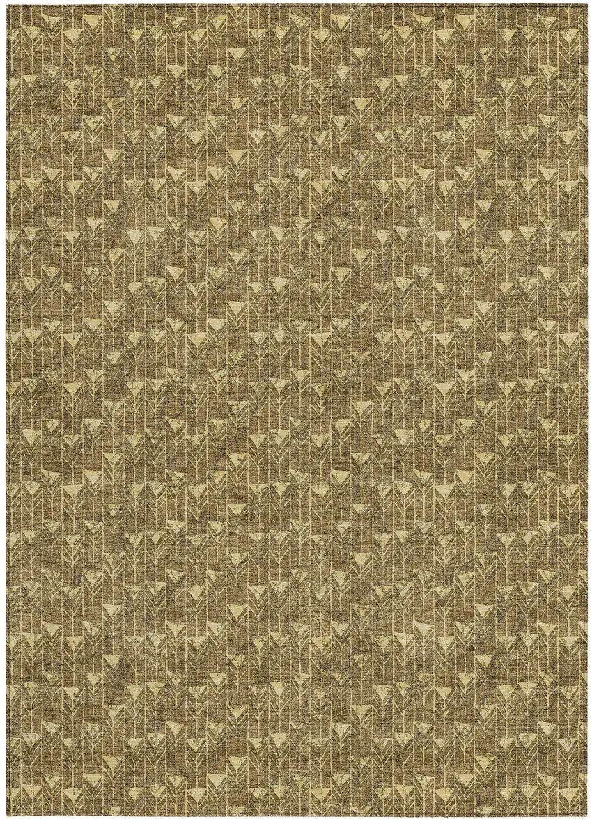 Brown Geometric Washable Non Skid Indoor Outdoor Area Rug Photo 4