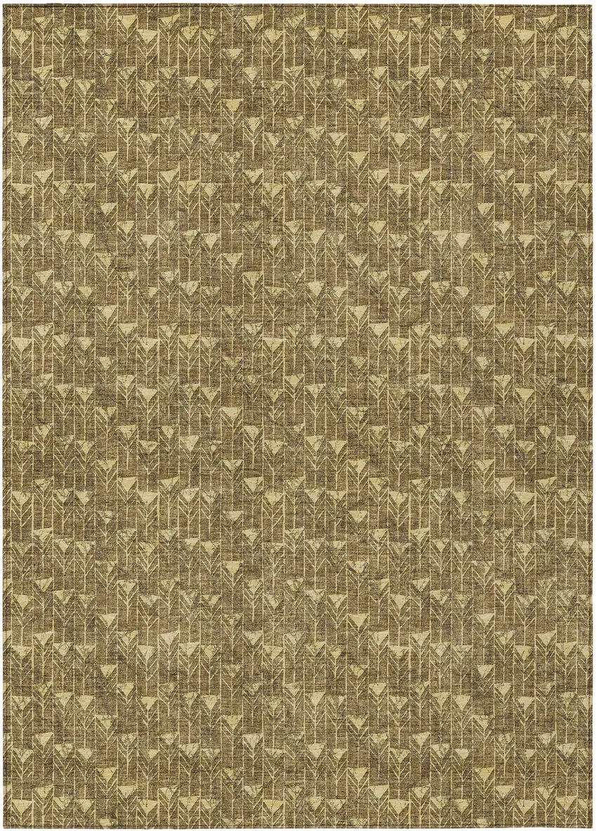 Brown Geometric Washable Non Skid Indoor Outdoor Area Rug Photo 2