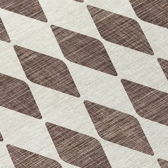 Brown Geometric Washable Indoor Outdoor Area Rug Photo 6