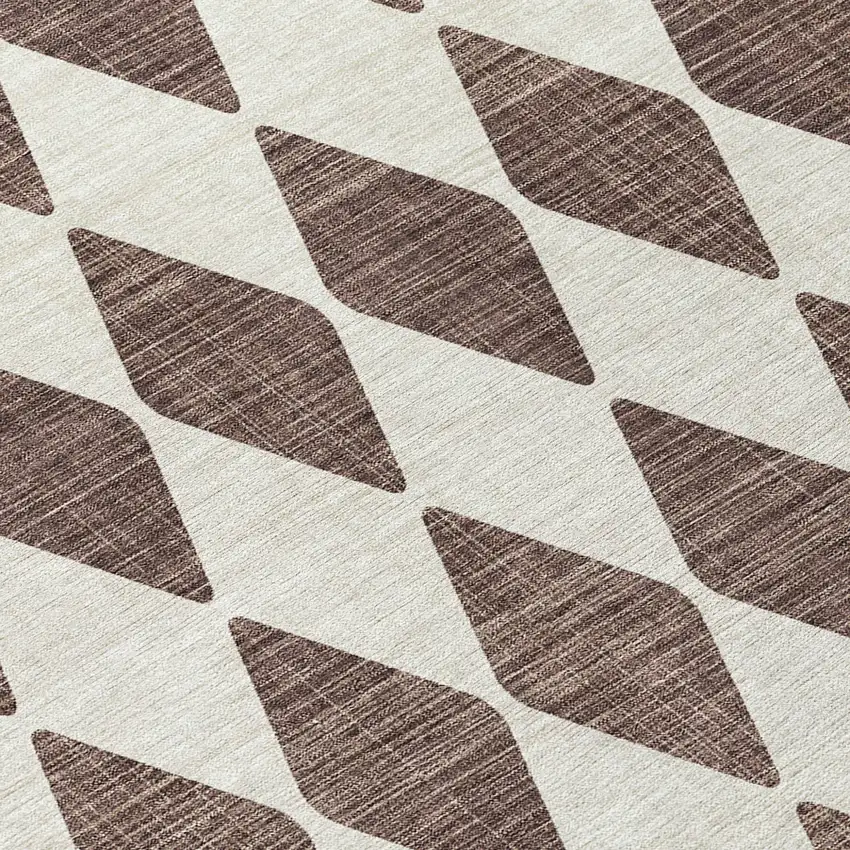Brown Geometric Washable Indoor Outdoor Area Rug Photo 6