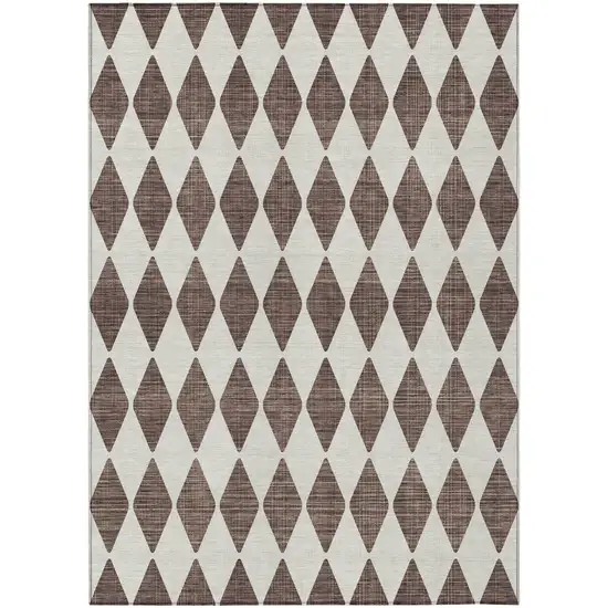 Brown Geometric Washable Non Skid Indoor Outdoor Area Rug Photo 2