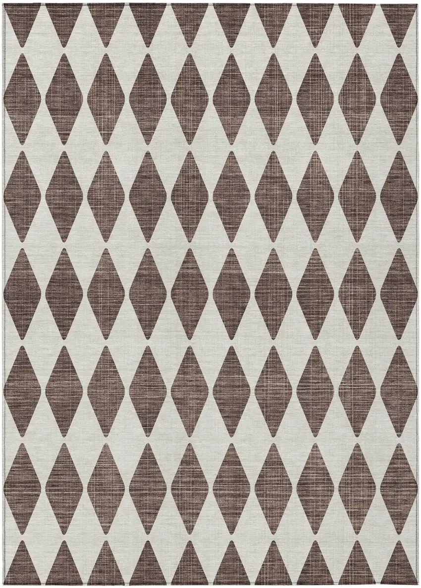 Brown Geometric Washable Non Skid Indoor Outdoor Area Rug Photo 2