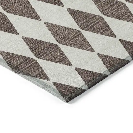 Brown Geometric Washable Indoor Outdoor Area Rug Photo 4