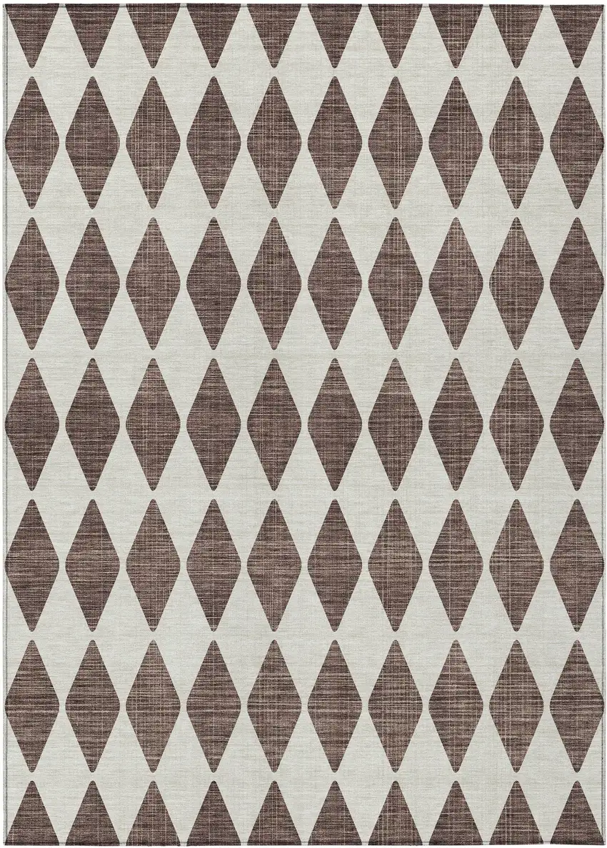Brown Geometric Washable Non Skid Indoor Outdoor Area Rug Photo 2
