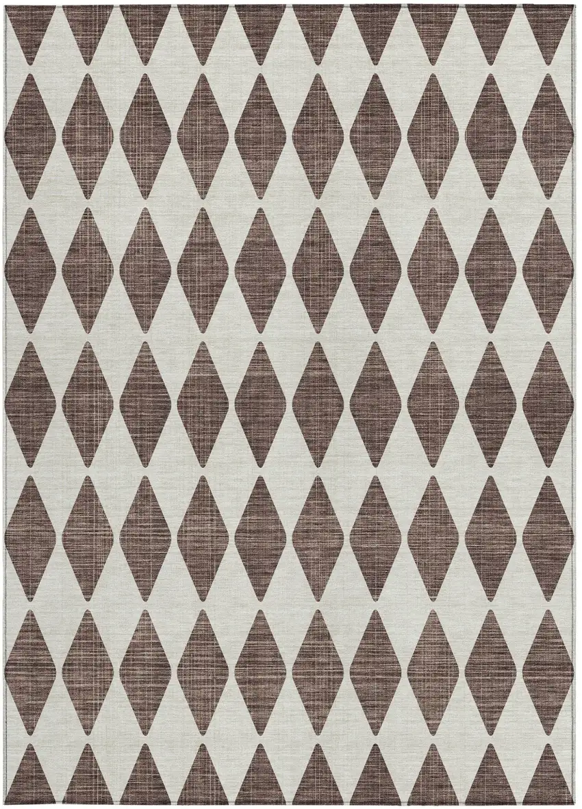 Brown Geometric Washable Indoor Outdoor Area Rug Photo 5