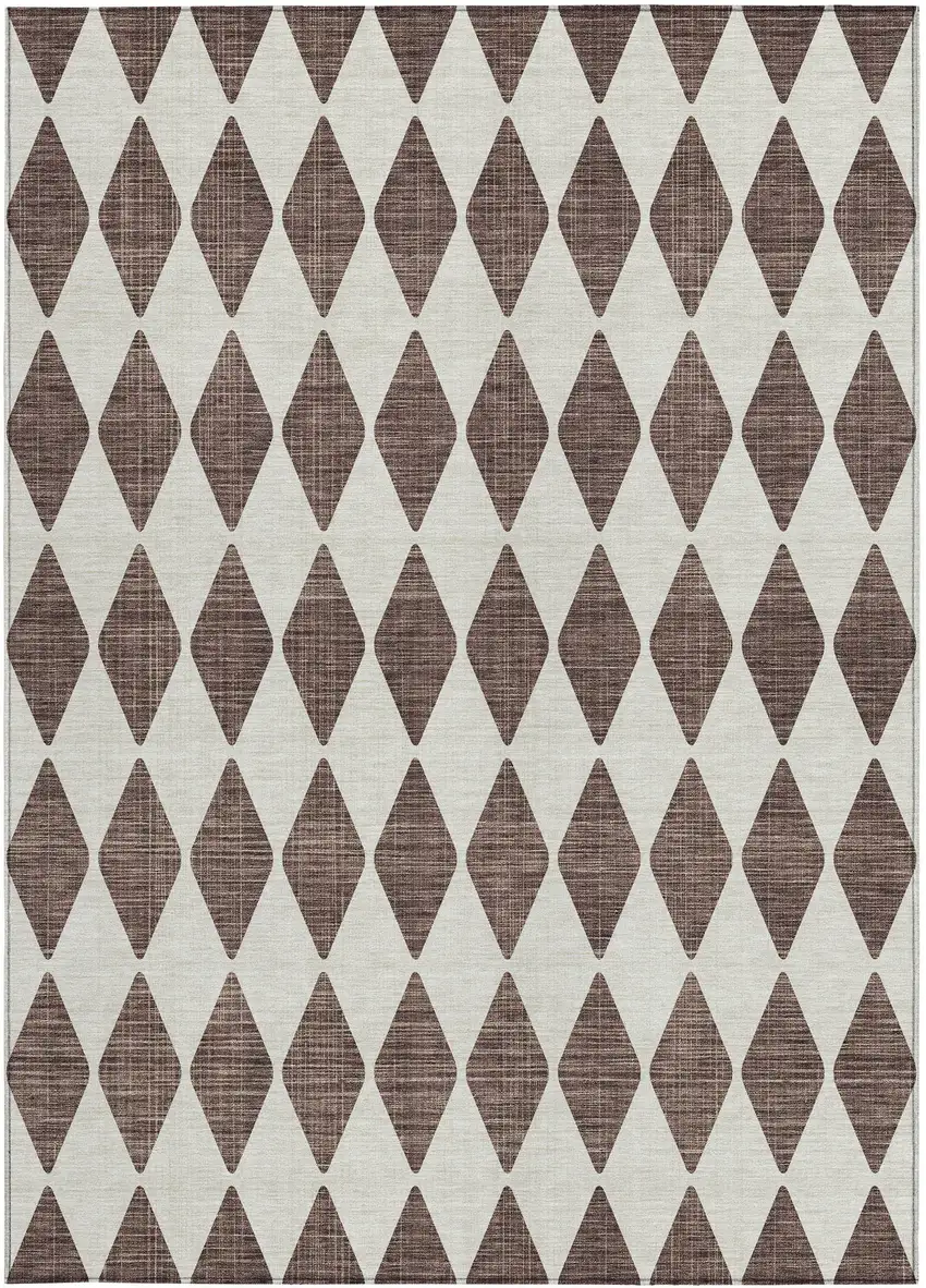 Brown Geometric Washable Non Skid Indoor Outdoor Area Rug Photo 5