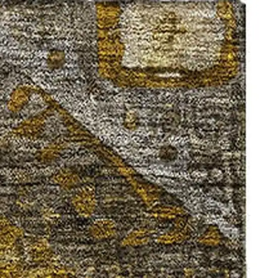 Brown Gold And Beige Abstract Geometric Washable Area Rug With UV Protection Photo 4