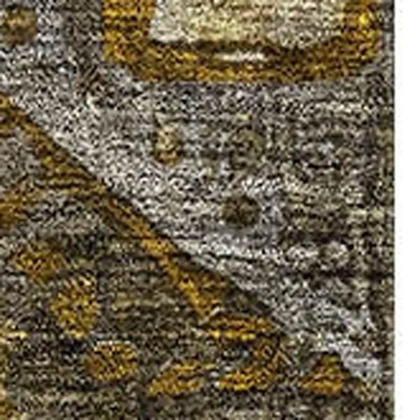 Brown Gold And Beige Abstract Geometric Washable Area Rug With UV Protection Photo 3