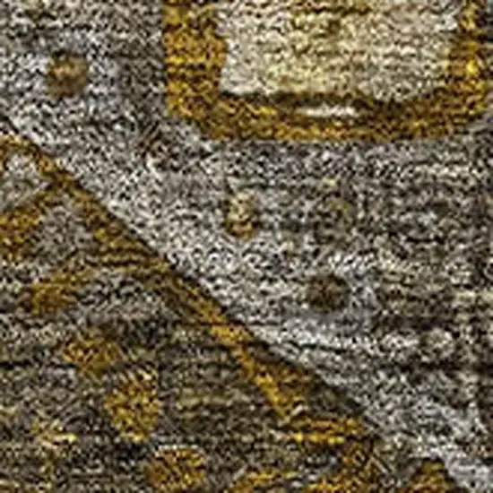 Brown Gold And Beige Abstract Geometric Washable Area Rug With UV Protection Photo 3