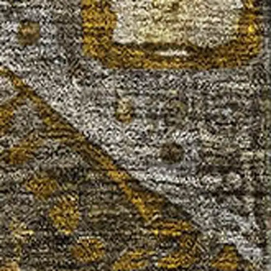 Brown Gold And Beige Abstract Geometric Washable Area Rug With UV Protection Photo 3