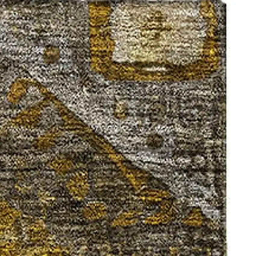 Brown Gold And Beige Abstract Geometric Washable Area Rug With UV Protection Photo 4