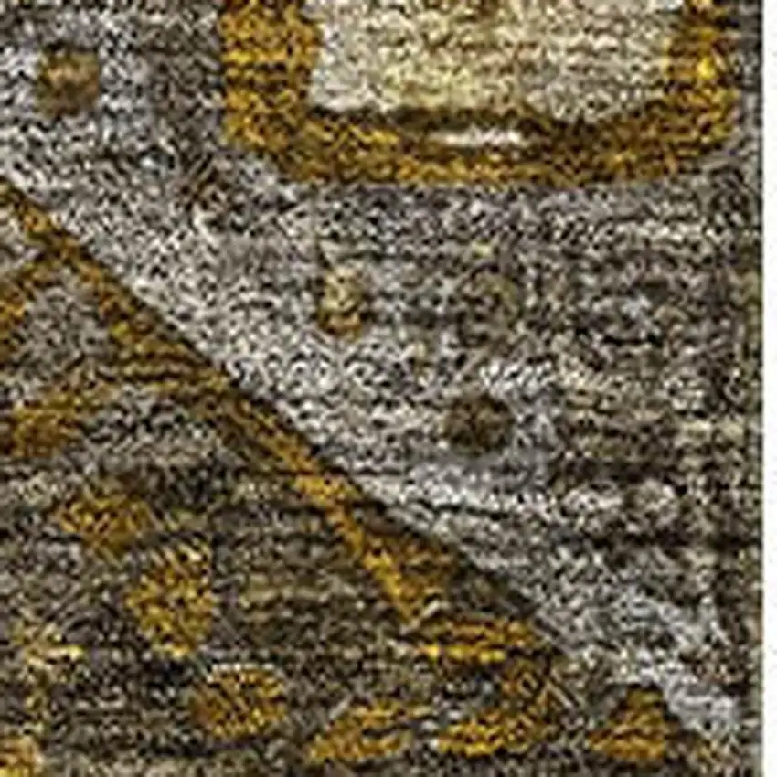 Brown Gold And Beige Abstract Geometric Washable Area Rug With UV Protection Photo 3