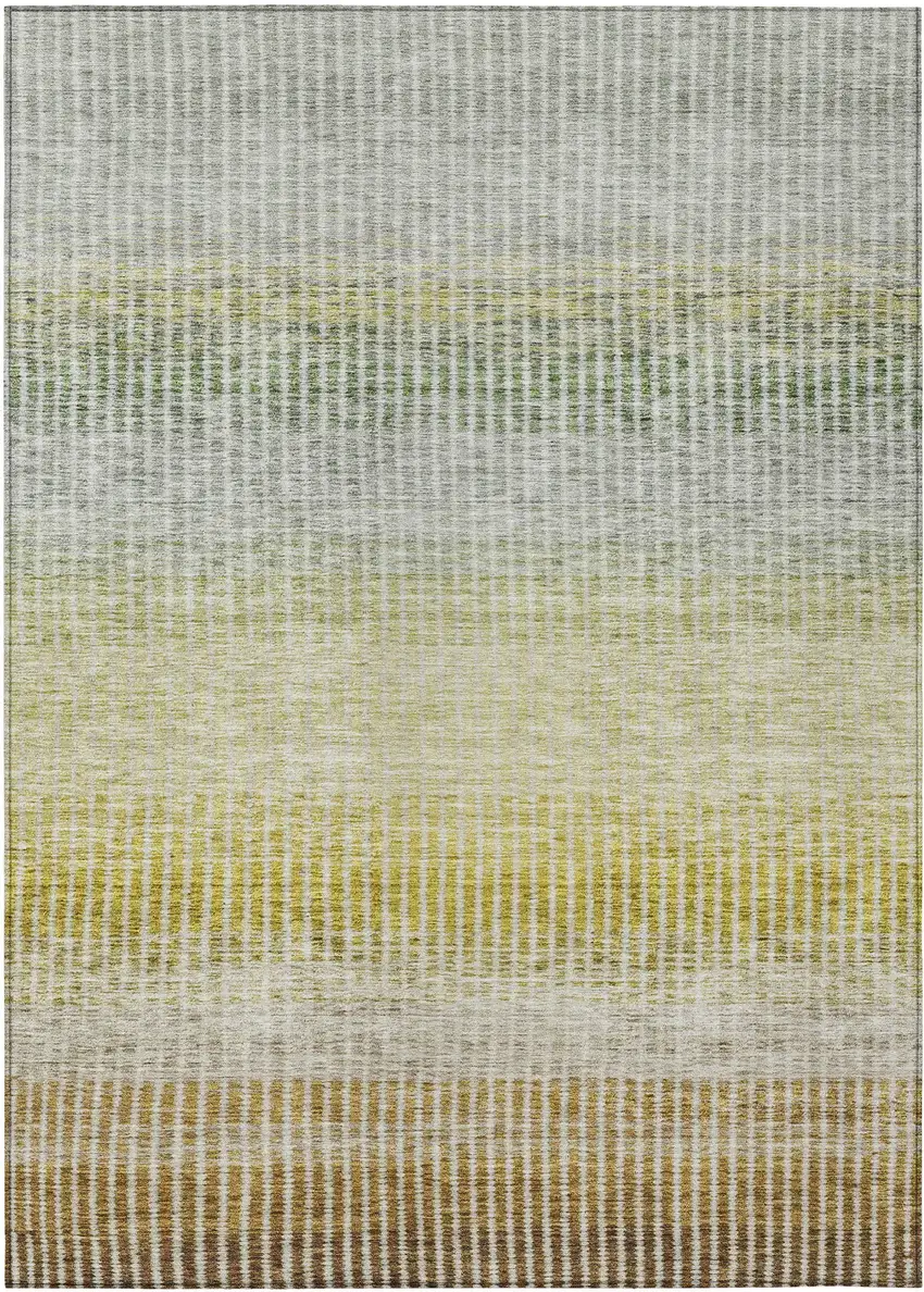 Brown Gold And Beige Striped Washable Indoor Outdoor Area Rug Photo 2