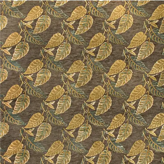 Brown Gold And Gray Floral Hand Knotted Area Rug Photo 3