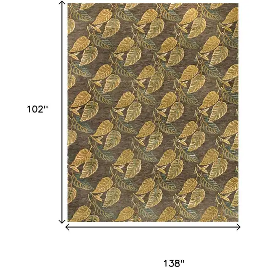 Brown Gold And Gray Floral Hand Knotted Area Rug Photo 5