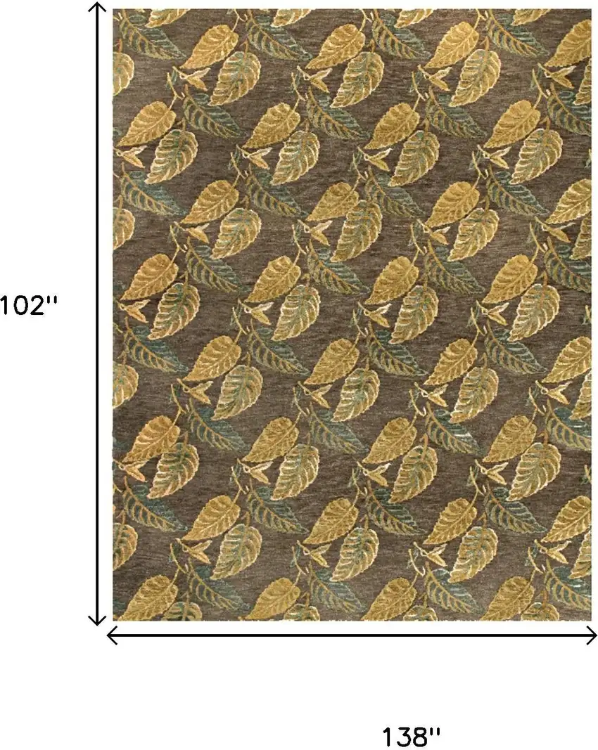 Brown Gold And Gray Floral Hand Knotted Area Rug Photo 5