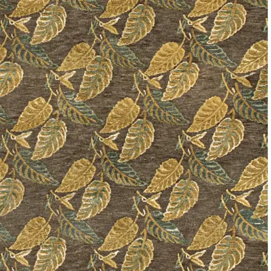 Brown Gold And Gray Floral Hand Knotted Area Rug Photo 3