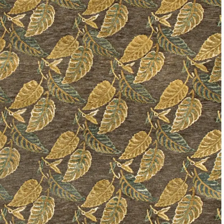 Brown Gold And Gray Floral Hand Knotted Area Rug Photo 3