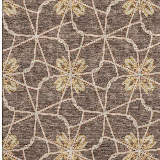 Brown Gold And Gray Geometric Washable Area Rug With UV Protection Photo 2