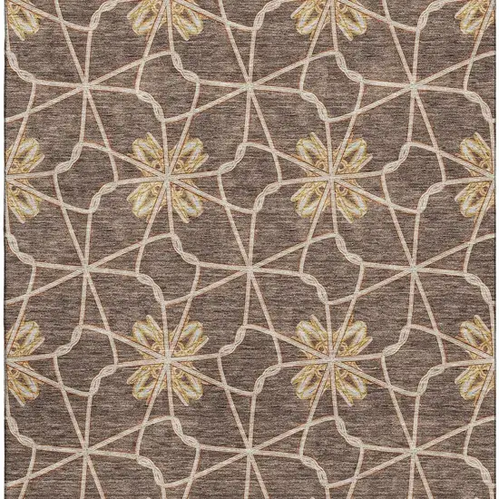 Brown Gold And Gray Geometric Washable Area Rug With UV Protection Photo 3