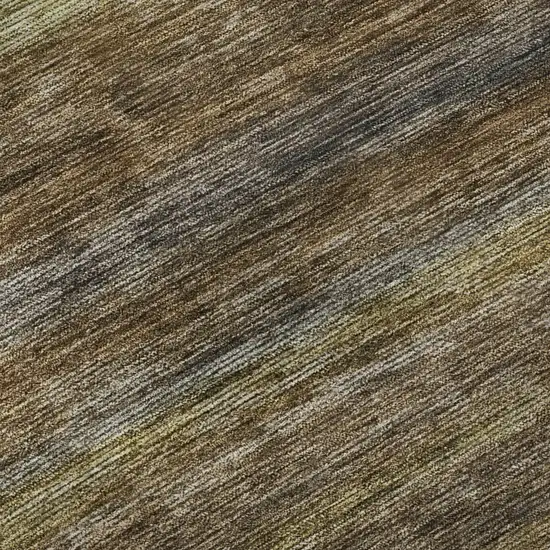 Brown Gold And Gray Striped Washable Area Rug With UV Protection Photo 9