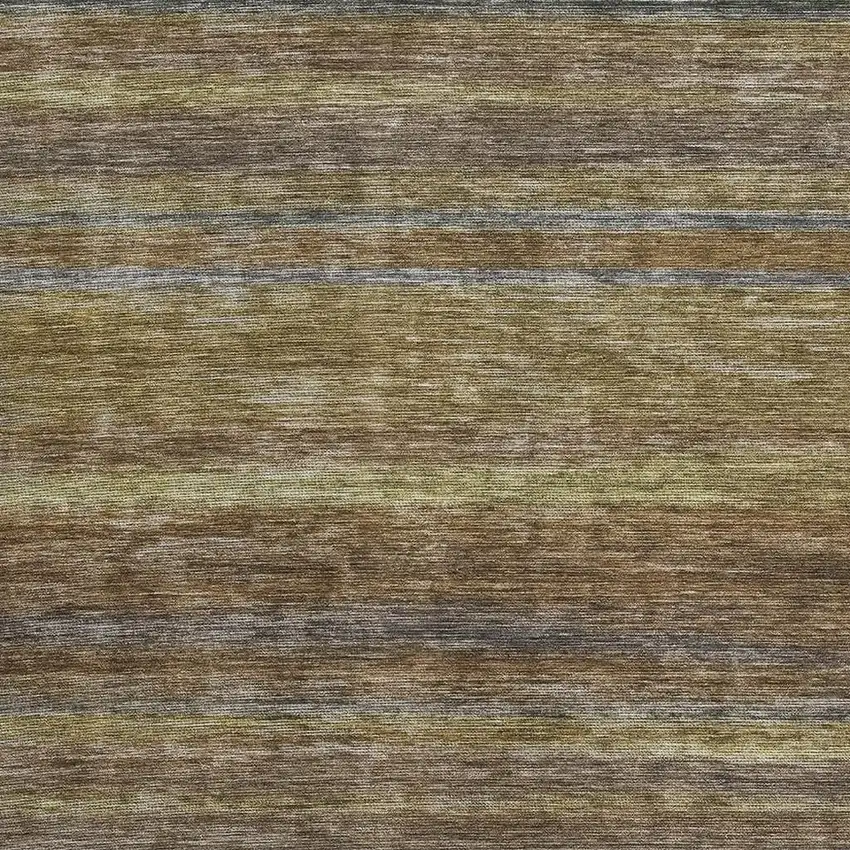 Brown Gold And Gray Striped Washable Area Rug With UV Protection Photo 2
