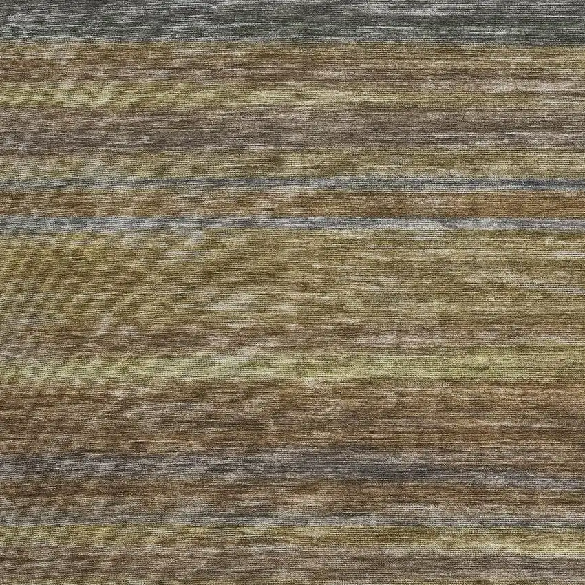 Brown Gold And Gray Striped Washable Area Rug With UV Protection Photo 2