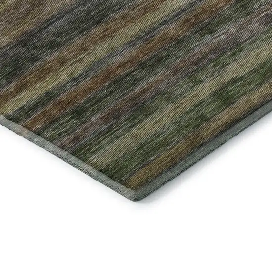 Brown Gold And Gray Striped Washable Area Rug With UV Protection Photo 7
